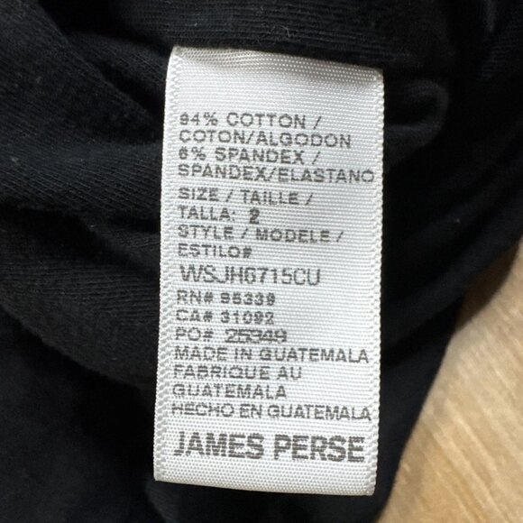 James Perse Dress Women's 2 Black Ruched Side Long Sleeve Midi Scoop Back Stretc - Picture 4 of 5